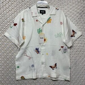 Malibu By Drill Clothing CO. Shirt Mens M Cream Ecru Button Up Lightweight Beach